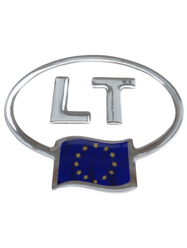 Lipdukas LT blizgus su EU vėliava iškiliu paviršiumi  